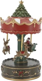 Decorațiune cutie muzicală, din acril, pictată manual, cu carusel rotativ și melodie Jingle Bells, 12x22 cm, „Noël"