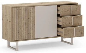 Comodă gri/în culoare naturală joasă cu aspect de lemn de stejar 140x80 cm Millay – Marckeric