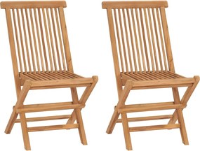 vidaXL Scaune de grădină pliabile, 2 buc., lemn masiv de tec