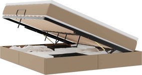 vidaXL Pat cu saltea și spațiu de depozitare Cappuccino 160 x 200 cm