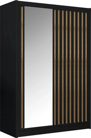 Dulap cu bara LADDER, negru/stejar craft, PAL melaminat, cu 2 usi, 150