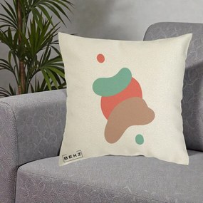 Perna Decorativa Abstract Forme Fluide Coral, 40x40 cm, Ecru, Husa Detasabila, Perna Inclusa, BEKZ®