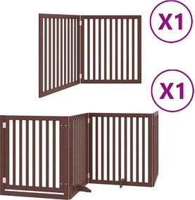 vidaXL Poartă câini pliabilă cu ușă 6 panouri maro, 480 cm, lemn plop