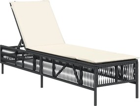 vidaXL Șezlong cu pernă, negru, poliratan