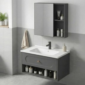 Set mobilier de baie cu lavoar River 60cm Grey