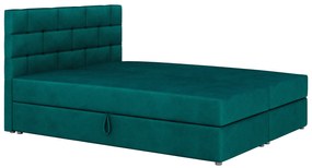 Pat matrimonial Boxspring 180x200 cm Waller Comfort (verde închis) (cu somieră și saltea). 1056390