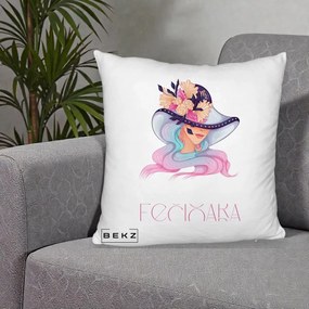 Perna Personalizata Zodie Fecioara, 40x40 cm, Alb Pufos, Husa Detasabila, Perna Inclusa, BEKZ®