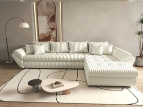 Colțar extensibil dumonde cu ladă de depozitare si sezut confortabil din spuma high-density, Loana XL Ambience Ivory II 335x185 cm