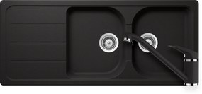 Set chiuveta bucatarie Schock Formhaus D-200 1160 x 500 mm si baterie bucatarie Schock Cosmo Cristalite Nero, negru