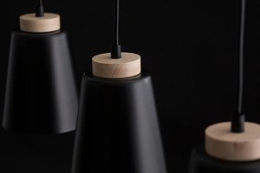 Pendul modern negru din metal cu detalii din lemn Bolero