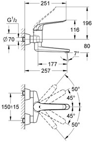 GROHE 32773000 - Baterie pentru lavoar EUROECO SPECIAL, 257 mm, crom lucios