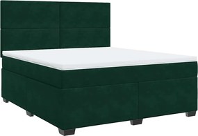 vidaXL Pat box spring cu saltea, verde închis, 180x200 cm, catifea