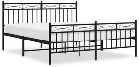 373711 vidaXL Cadru pat metalic cu tăblie de cap/picioare, negru, 150x200 cm