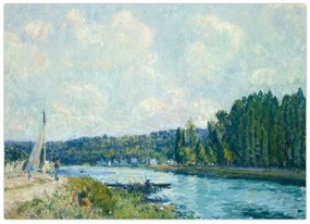Tablou pe sticlă - Alfred Sisley, The Banks of the Oise, reproducere (70x50 cm)
