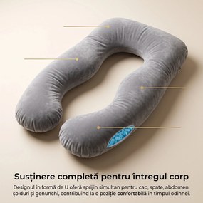 Perna pentru corp multifunctionala pentru sarcina, spuma maruntita, Gri