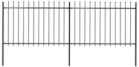 Gard de gradina cu varf sulita, negru, 3,4 x 1,2 m, otel 1, 1.2 m, 3.4 m