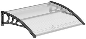 Marquisul de la Outsunny - design curbat rotund, dim. 100L x 80l x 23H cm, policarbonat plastic negru | Aosom Romania