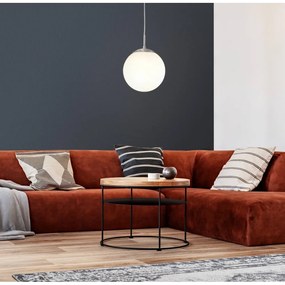 Lustră albă/argintie cu abajur din sticlă ø 20 cm RONDO – EGLO