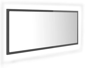 804947 vidaXL Oglindă de baie cu LED, gri extralucios, 100x8,5x37 cm, acril