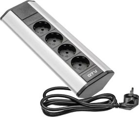Priză de colț GTV, 4 prize Schuko, aluminiu, 277 x 52 mm Aluminiu, Metal+plastic, AE-PBKT4S-80