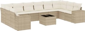 vidaXL Set canapele de grădină cu perne, 11 piese, bej, poliratan