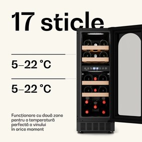 Klarstein Vinovilla Victoria 17 Built-In Duo Vilhelmine Edition, vinotecă, 17 sticle, ușă de sticlă