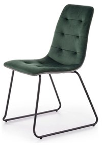 Scaun tapitat K321, verde/negru, stofa catifelata/metal, 45X55X84 cm