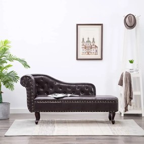 60782 vidaXL Șezlong, maro închis, piele ecologică