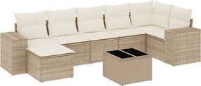 vidaXL Set canapele de grădină, 8 piese, cu perne, bej, poliratan