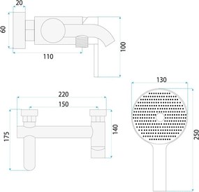 Baterie de cada Rea FOSTER auriu periat