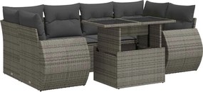 vidaXL Set canapele de grădină, 7 piese, cu perne, gri, poliratan