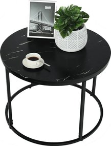 Măsuţă de cafea, marmură neagră / metal negru, GAGIN