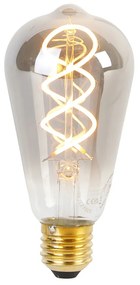 Set 5 becuri Lampă LED cu filament răsucit E27 ST64 fum 120 lm 1800K