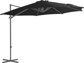vidaXL Umbrelă consolă de grădină, stâlp din oțel, negru, 300 cm