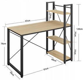 Birou TAYLOR SONOMA cu raft 120x60cm