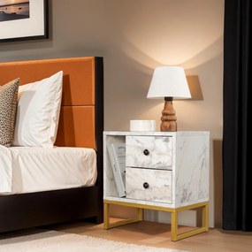 Măsuță de noptieră Glimmer Fressia Marble Gold