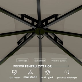 Outsunny Pavilion de grădină 3,4 x 3,4 m, Cort de bere cu acoperiș ventilat, ferestre arcuite, cadru din oțel, Gri deschis | Aosom Romania