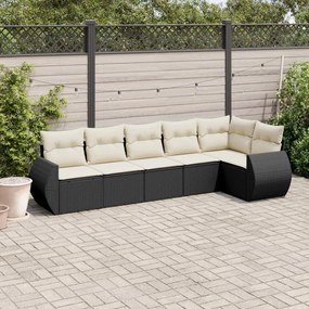 3221385 vidaXL Set mobilier de grădină cu perne, 6 piese, negru, poliratan