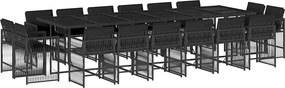 vidaXL Set mobilier de grădină cu perne, 17 piese, negru, poliratan