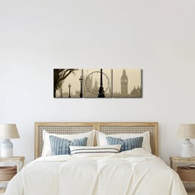 Tablou - Londra în ceață, Anglia (cu ceas) (90x30 cm)