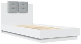 3209968 vidaXL Cadru de pat cu tăblie, alb, 90x190 cm, lemn prelucrat
