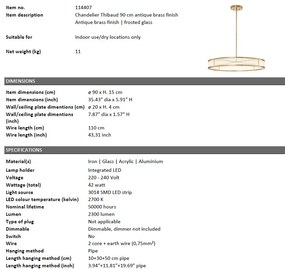 Lustra LED dimabila suspendata design elegant Thibaud L, alama antic