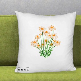 Perna Decorativa Margarete Camp, 40x40 cm, Alb Pufos, Husa Detasabila, Perna Inclusa, BEKZ®