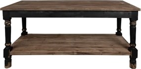 Masă de prezentare shabby chic din lemn, natur, cu raft inferior și picioare strunjite, finisaj negru antichizat, 85 x 180 x 70 cm, „Clarisse”