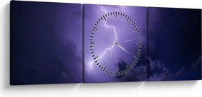 Tablou - cerul violet cu fulger (cu ceas) (90x30 cm)