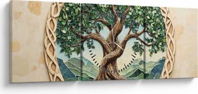 Tablou – Arborele vieții împletit (cu ceas) (90x30 cm)