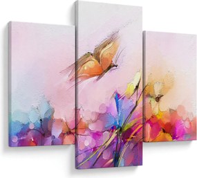 Tablou - Fluture asupra florilor, abstracție (90x60 cm)