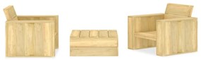 Set mobilier de gradina, 3 piese, lemn de pin tratat 2x fotoliu + masa, 1