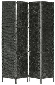 247349 vidaXL Paravan cameră cu 4 panouri, negru, 154x160 cm, zambilă de apă