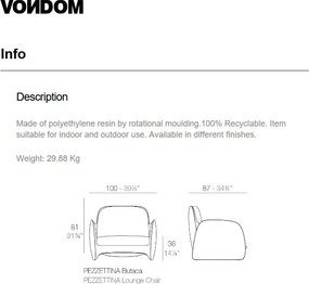 Fotoliu de exterior / interior design modern premium PEZZETTINA LOUNGE CHAIR 56010 Vondom